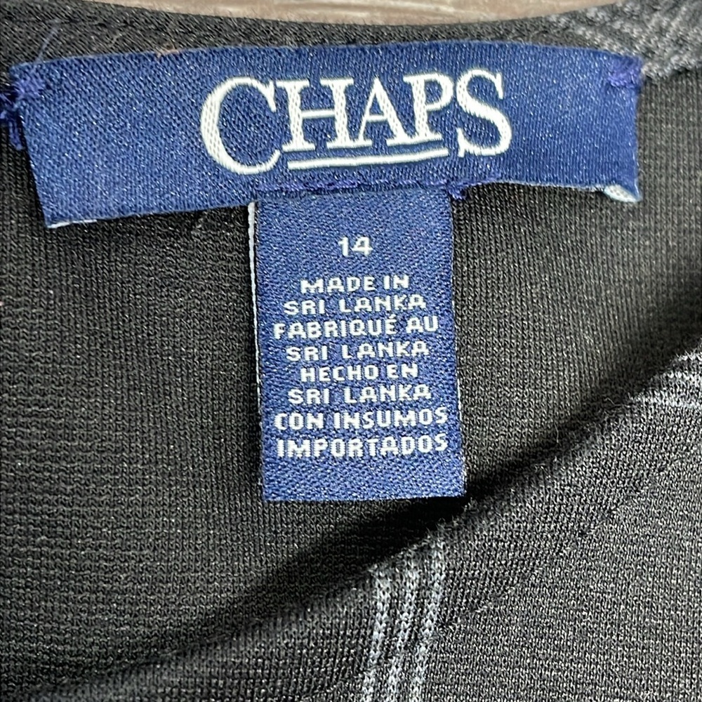 Chaps Classic Sheath Dress Black Gray Windowpane Plaid 14 - Picture 9 of 13